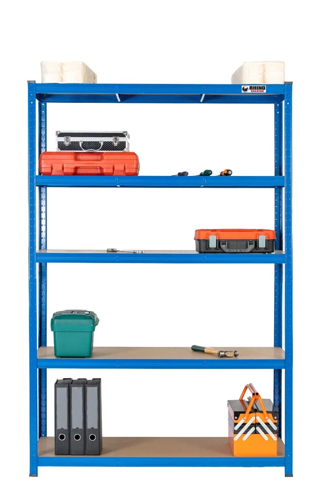 5 Tier Blue Metal Garage Shelving Unit 1000kg 180x120x60cm