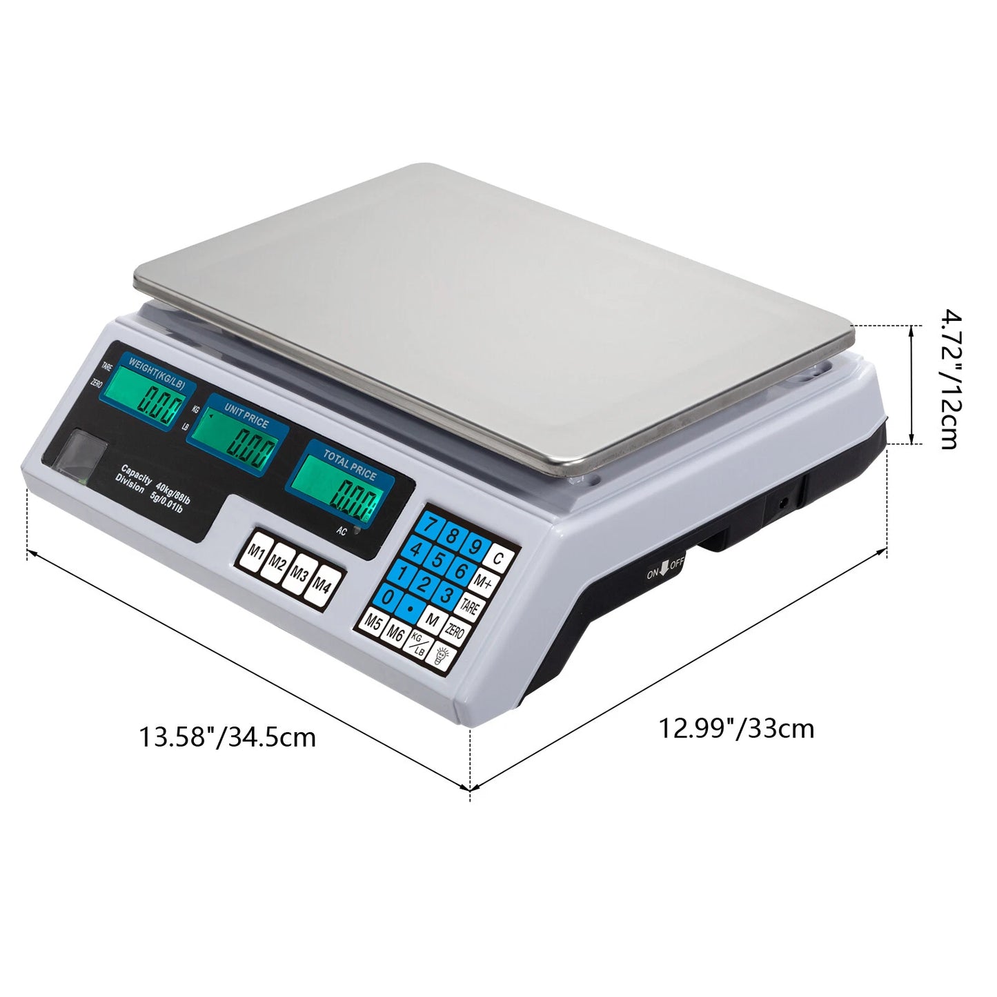 40Kg Digital Pricing Scale Electronic Price Computing Weight Shop Market UK Plug