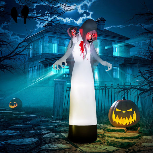 8.9FT Tall Halloween Inflatable Three-Head Witch Ghost, Blow Up Decoration