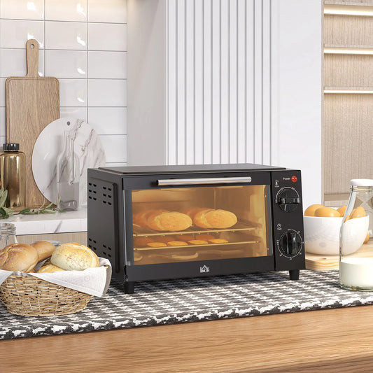 Mini Oven 9L Countertop Toaster Oven with Timer Control 750W Black