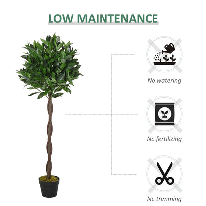 Set Of 2 120cm(4ft) Artificial Bay Laurel Topiary Trees w/ Pot Fake
