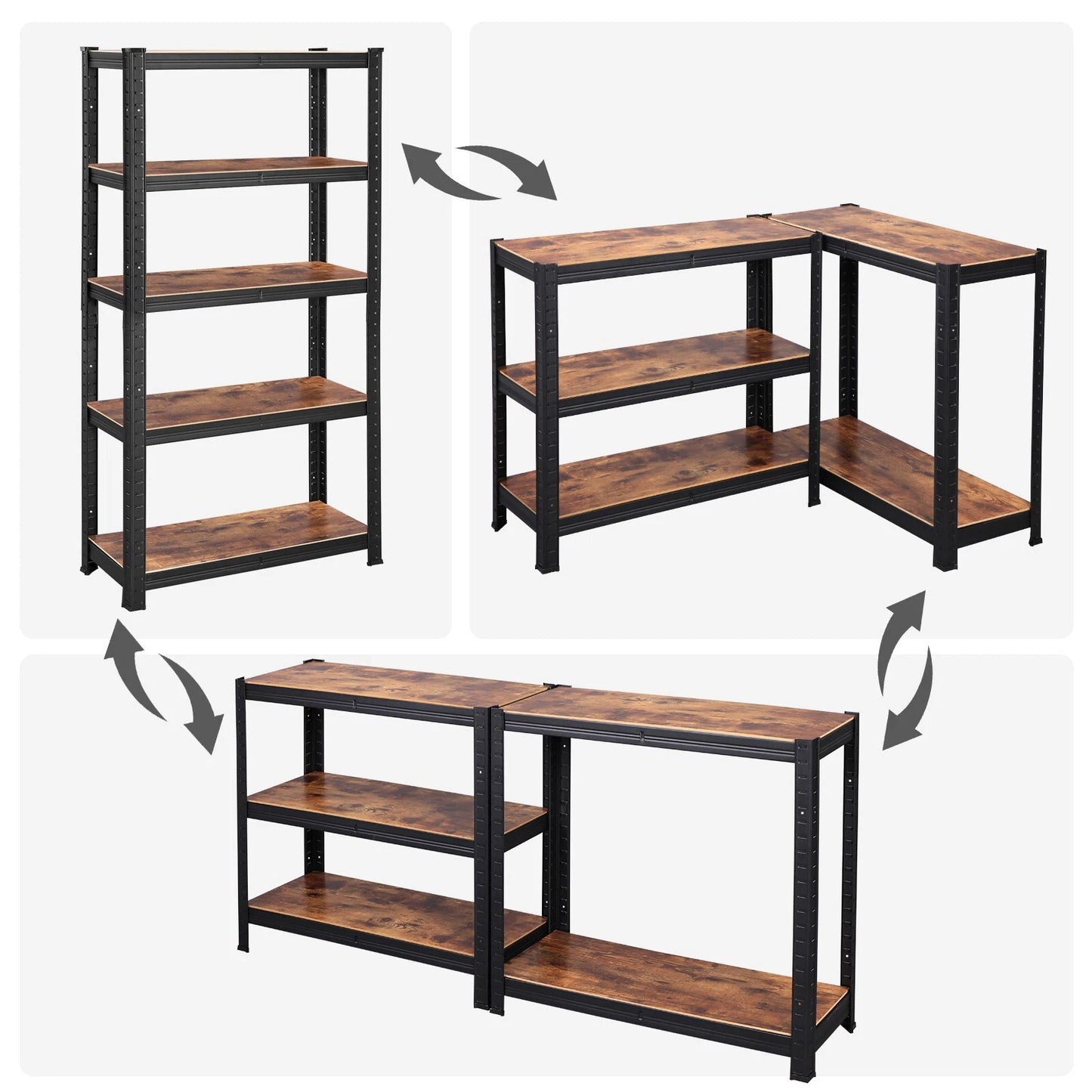 Shelving Unit 650kg Load Capacity Industrial Adjustable Rustic Brown