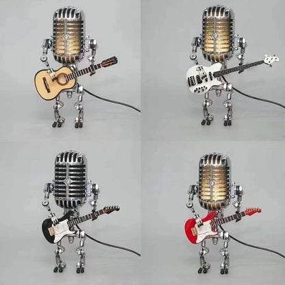 Retro Microphone Robot Desk Lamp LED Table Light Steampunk Ornament Decor Gifts