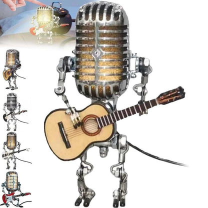 Retro Microphone Robot Desk Lamp LED Table Light Steampunk Ornament Decor Gifts