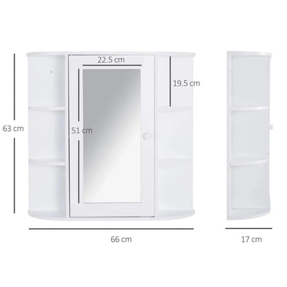 Wall Mounted Bathroom Cabinet with Mirror Single Door Storage Shelves