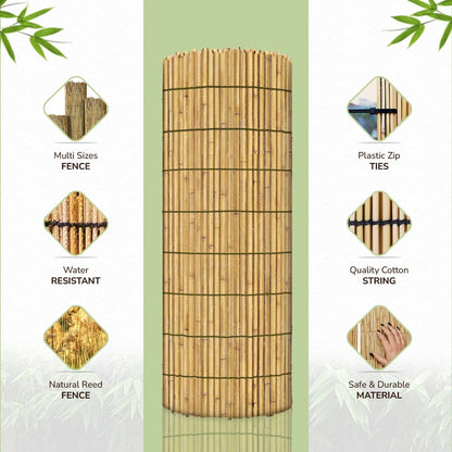 Bamboo Slat Fence Screen Roll Screening Fencing Privacy Sun Panel Garden Outdoor