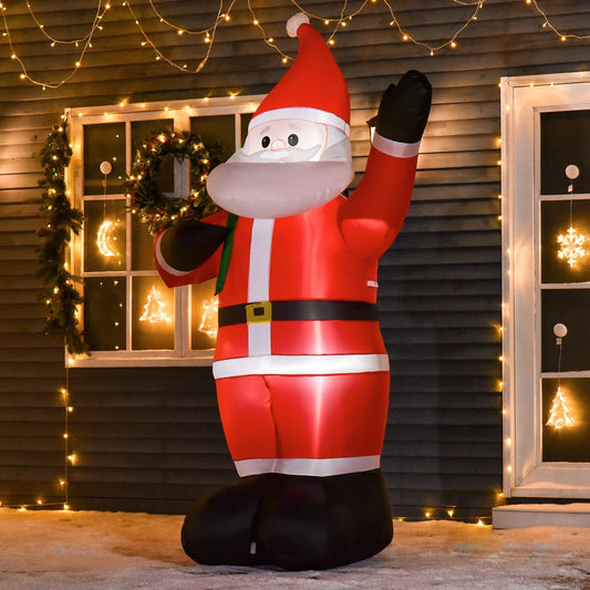 8ft Christmas Inflatable Santa Claus with Gift Bag LED Lights Outdoor Decor