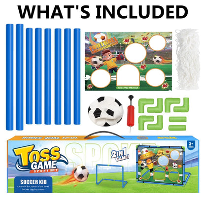 Kids 2in1 Portable Soccer Goal Post Up Football Target Board With Net, Ball Pump