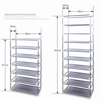10 Tier Cabinet Storage Organiser Shoe Rack Stand Holds 27 Pairs Dustproof
