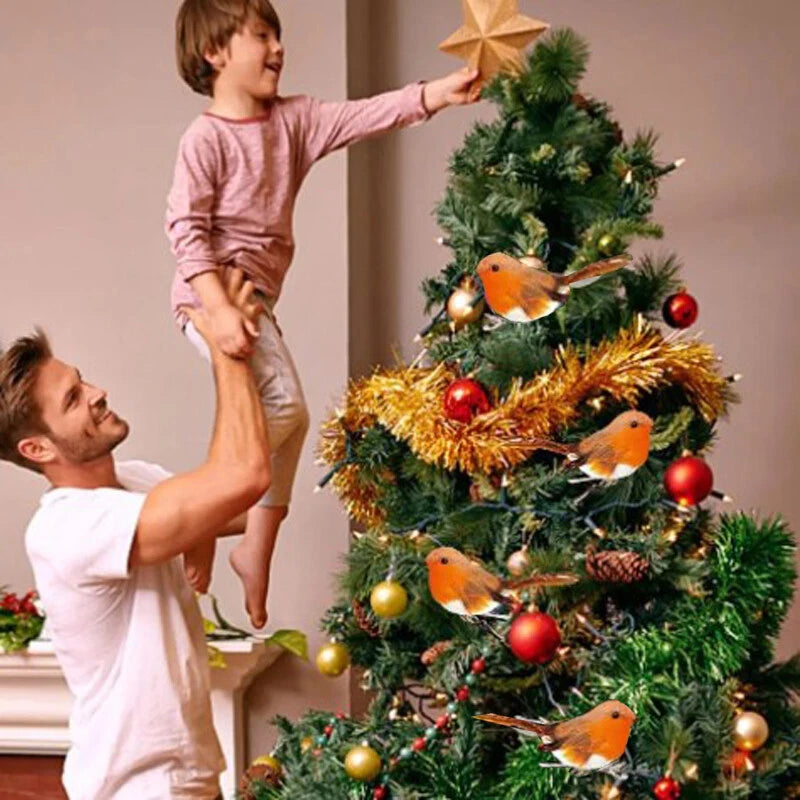 6/12x Clip On Christmas Robins Cute Festive Xmas Tree Bird Decoration Ornament