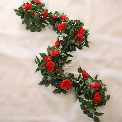 2.5m Artificial Flower Silk Rose Leaf Garland Vine Ivy Home Wedding Garden