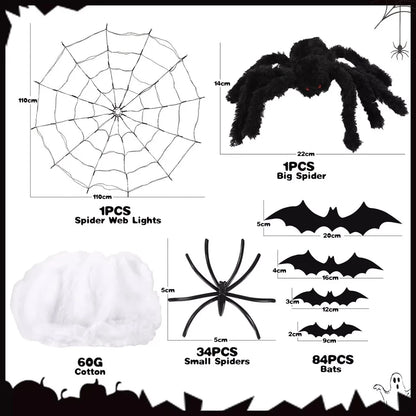 100cm LED Light Halloween Decoration Giant Spider Web Party Props Outdoor Decor