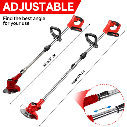 21V Cordless Electric Strimmer Grass Trimmer Weeder Garden Edger 2 Battery Wheel