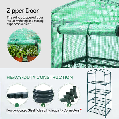 4 Tier Mini Greenhouse Outdoor Garden Plants Grow Green House with PVC Cover