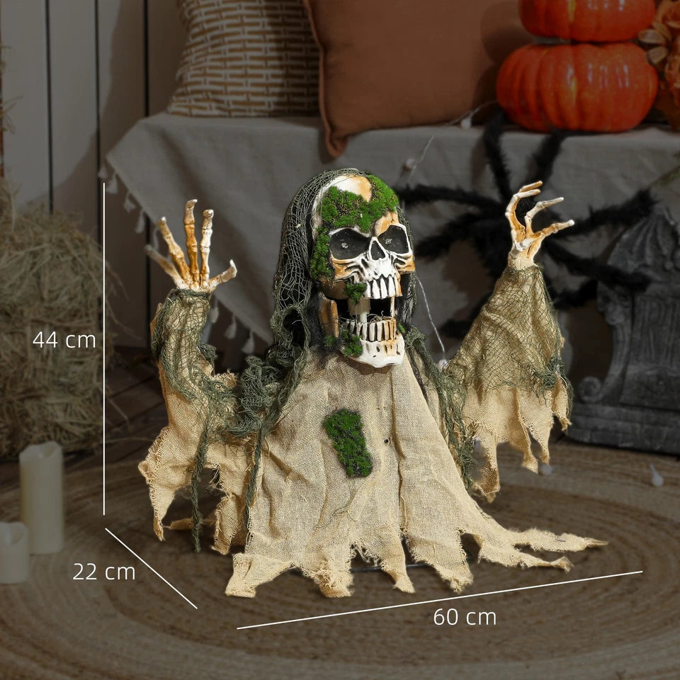 Halloween Animated Skeleton with Glowing LED Eyes, Scary Halloween