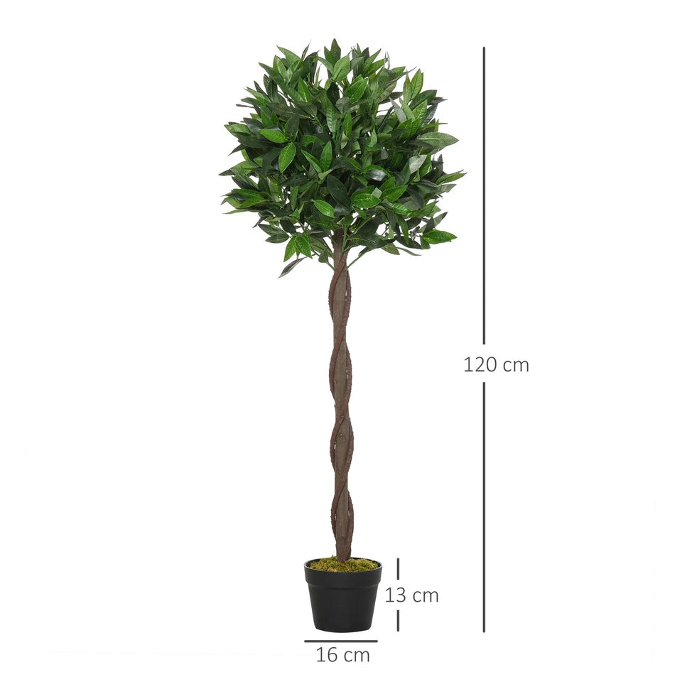 Set Of 2 120cm(4ft) Artificial Bay Laurel Topiary Trees w/ Pot Fake