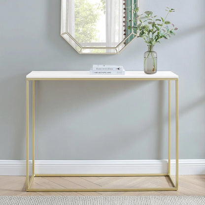 Wooden Free Standing Hallway Console Table Living Room Shelf Display Metal Legs