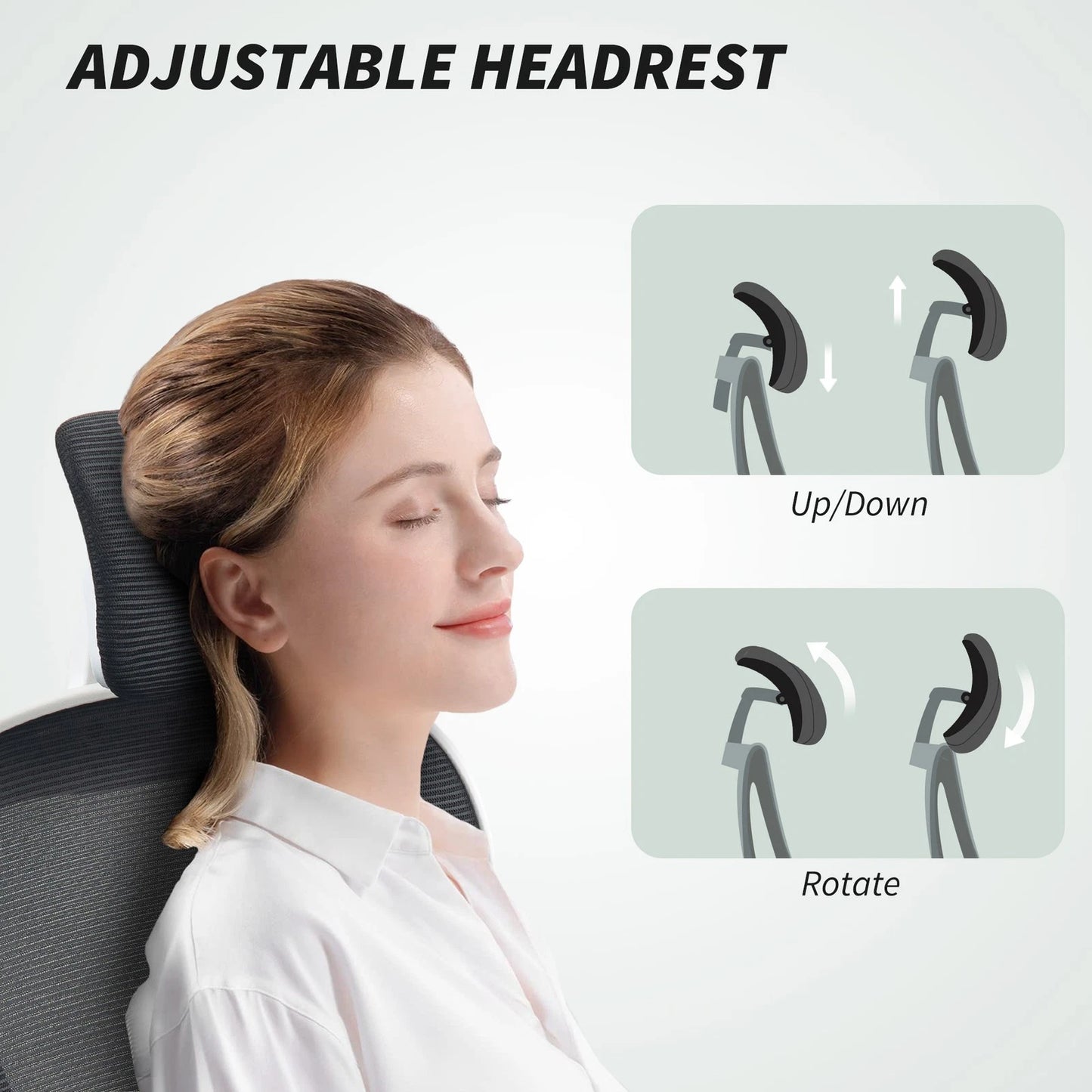 Ergonomic Mesh Office Chair with Headrest, Lumbar Support, Black