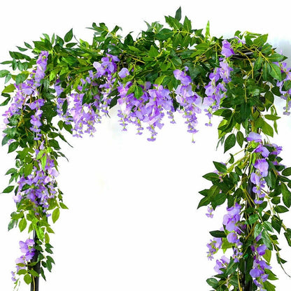 2X7FT Artificial Wisteria Vine Garland Foliage Flower Plant Trailing Home Decor