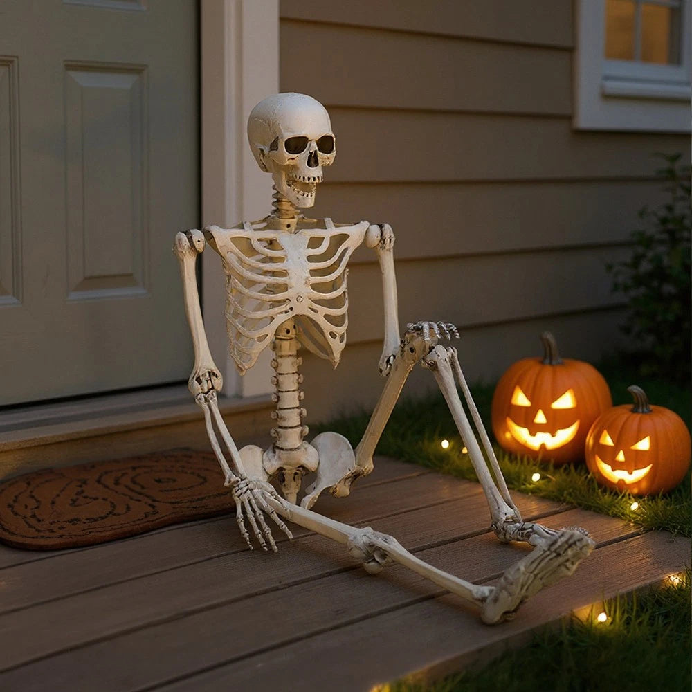 170cm Full Life Size Halloween Hanging Human Skeleton Bones Posable Skull Party