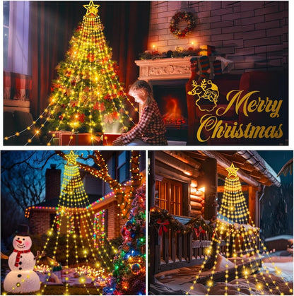 Christmas Tree Decorations Outdoor Star String Waterfall Lights 350LED Xmas Tree