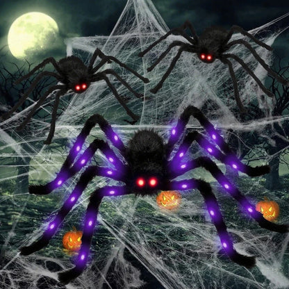 Halloween Prop Spider Decoration 150CM 8 Mode Light Up Giant Spider, Realistic