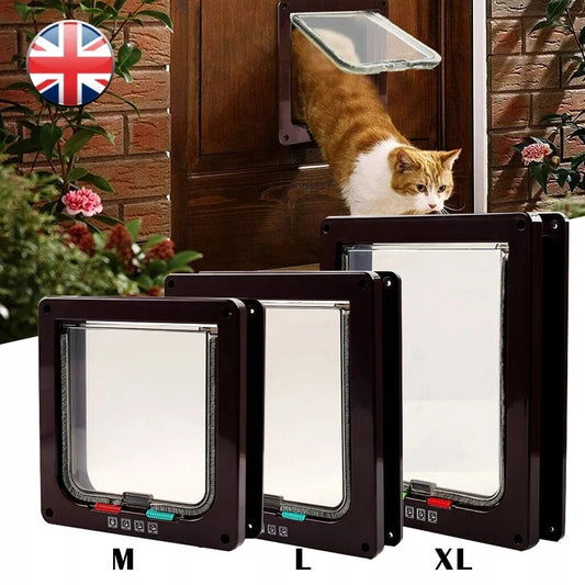 4 way Pet Door Locking Large Extra Large Dog Cat Flap Magnetic Door Frame