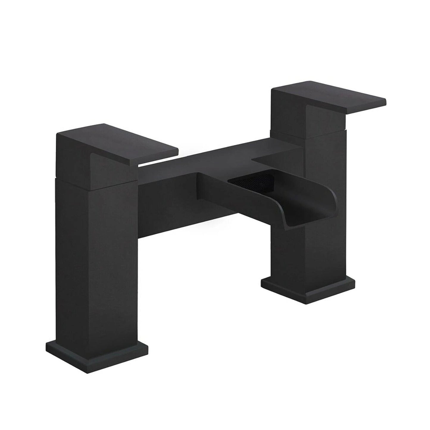 Bathroom Modern Waterfall Black Basin Sink Mono Square Mixer Tap Filler Waste