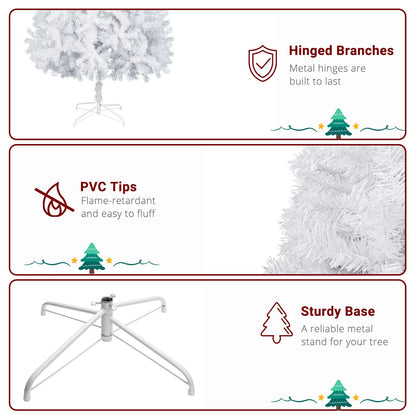 Large 6FT Christmas Tree Artificial Xmas Tree White With Stand Festive Decor