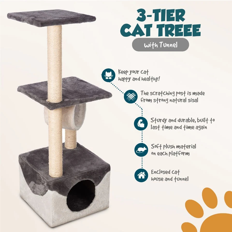 Cat Tree Scratching Tower House Activity Center Post Climbing Hammock