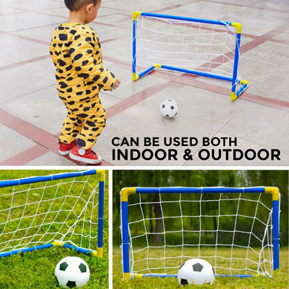 2 x Childrens Football Soccer Goals, Ball, Pump Posts & Nets Indoor Outdoor Set