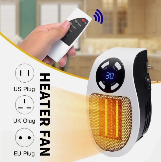 500W Mini Ceramic Wall Heater Room Radiator Warmer with Remote