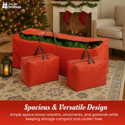 Christmas Storage Bags Xmas Tree Decorations Storage Zipper Bags with Handles x3