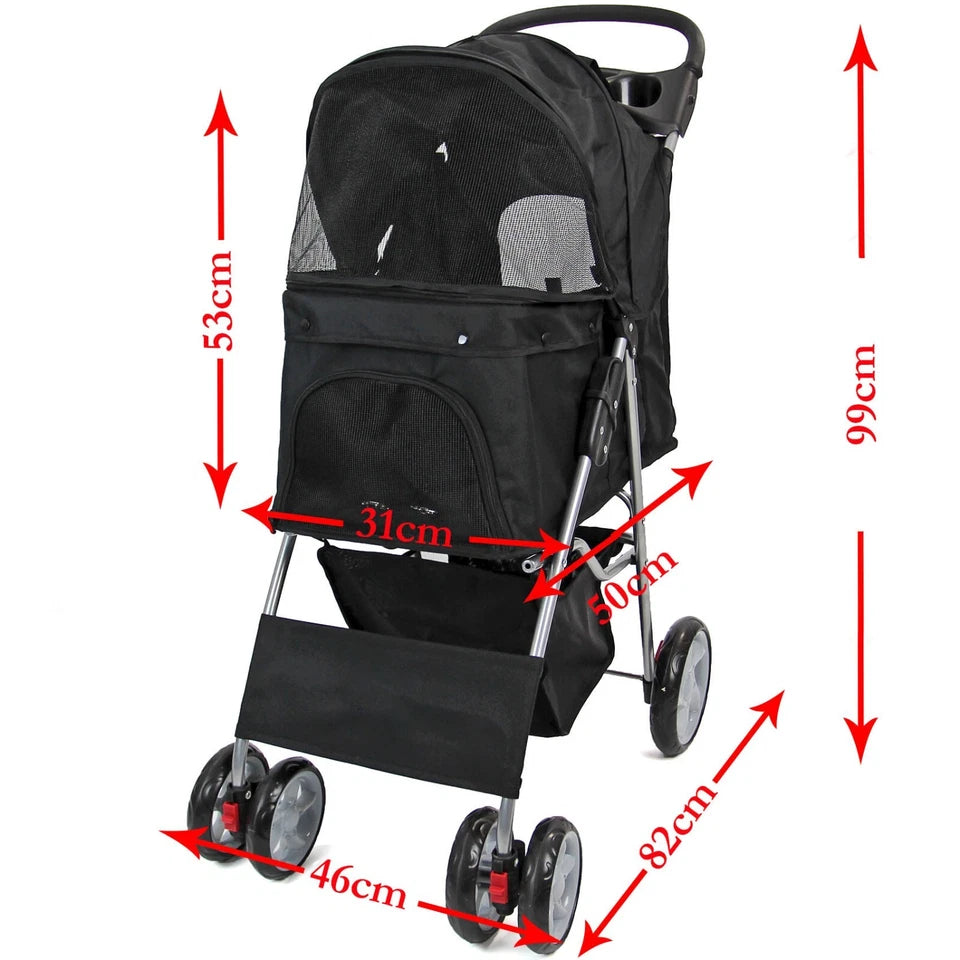 Pet Stroller Dog Cat Puppy Pram Pushchair Travel Cart Jogging Buggy Carrier
