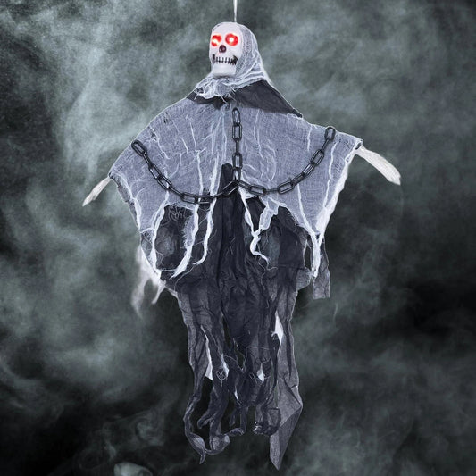 90cm LED Flashing Eyes Skeleton in Chain Sound Effect Halloween Hanging Decor