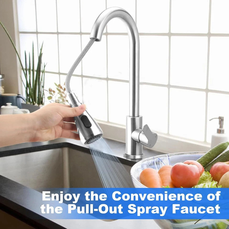 360° Kitchen Sink Mixer Taps Pull Out Spout Spray Single Lever Modern