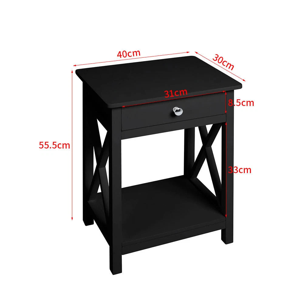 Bedside Table Cabinet Nightstand Small Side End Table Storage Drawer Organizer