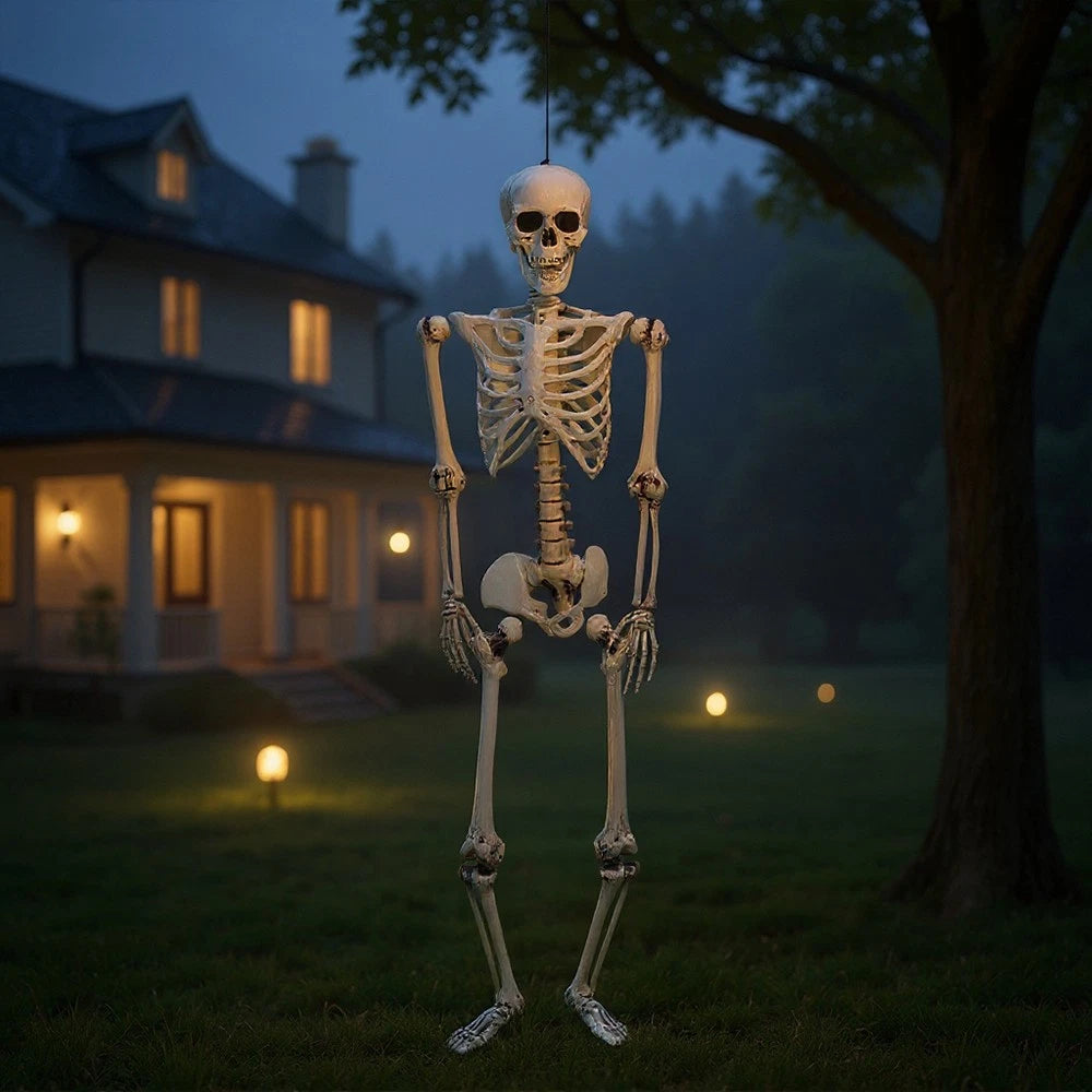 170cm Full Life Size Halloween Hanging Human Skeleton Bones Posable Skull Party