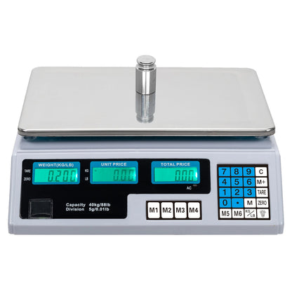 40Kg Digital Pricing Scale Electronic Price Computing Weight Shop Market UK Plug
