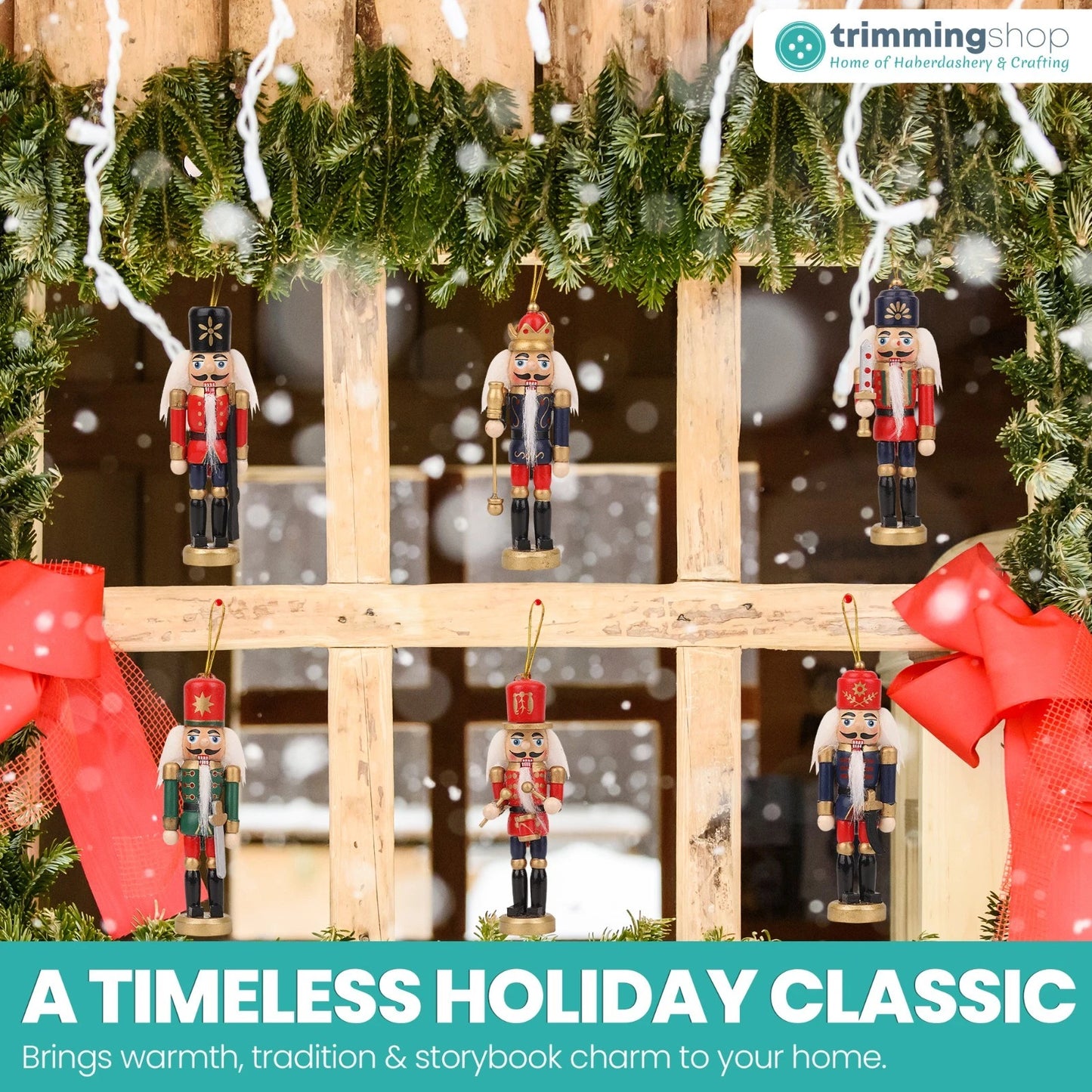 6 Pcs Nutcracker Soldiers Wooden Christmas Tree Decorations Xmas Hanging Decor