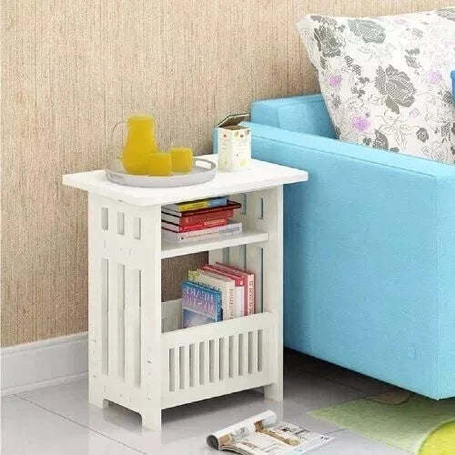 White Small Bedside Table Nightstand Tea Coffee Table Nightstand Storage Shelf