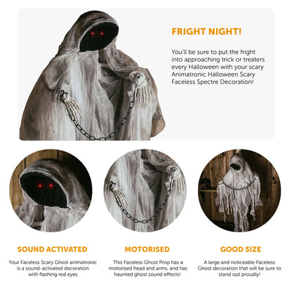 85cm Faceless Spectre Light Up Moving With Sound Halloween Party Prop