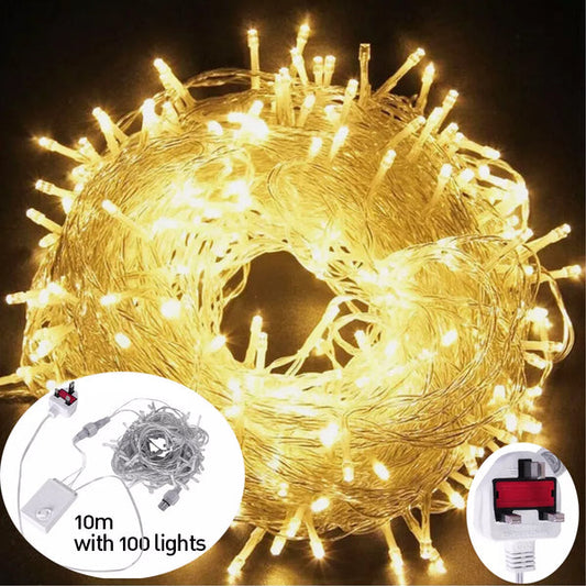 Fairy String Lights 10-50m Mains Plug In Christmas Tree Indoor & Outdoor Remote