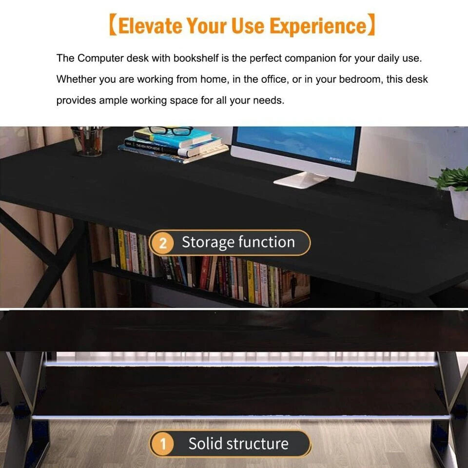 Computer Desk Laptop Pc Study Table Office Desk Home Furniture Workstation Shelf