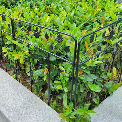 Garden Fence 5 Panels Metal Wrought Iron Railings Decorative Fencing