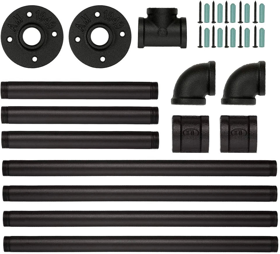 6ft Heavy Duty Clothes Rail Pipe Garment Rack Wall Mounted Hanging Clothes Pole