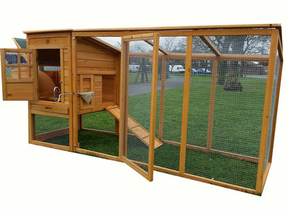 LARGE 8FT CHICKEN COOP HEN POULTRY ARK HOUSE HUTCH RUN NEST