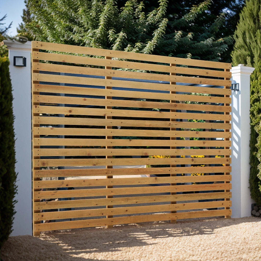 6ft Contemporary Slatted Rough Sawn Treated Fence Panel