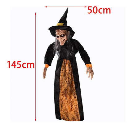 Halloween Hanging Witch Horror Witch with Red Eyes Prop Lighted Scream Witch