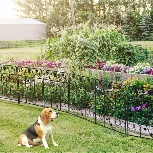 Garden Fence 5 Panels Metal Wrought Iron Railings Decorative Fencing